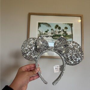 Disney Silver Sequin Minnie Mouse Ears Headband